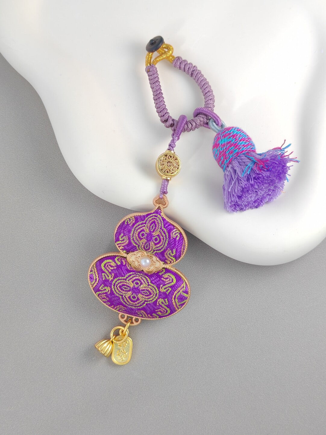 Dominion of the Heavens Deep Purple Song Brocade with Auspicious Dingsheng Pattern